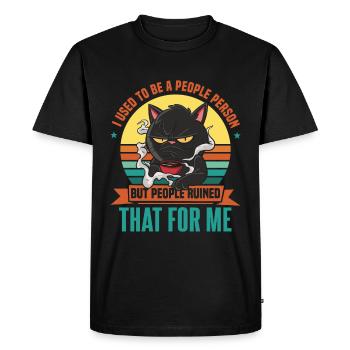 Introvert Cat I Used To Be A People Person - Men's Premium Organic T-Shirt - black - Front - Nico (187cm)