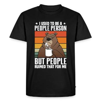 Retro Bear People Person - Men's Premium Organic T-Shirt - black - Front - Nico (187cm)