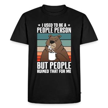 I Used To Be A People Person Funny Bear Antisocial - Men's Premium Organic T-Shirt - black - Front - Nico (187cm)
