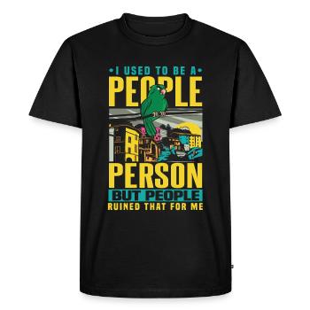 Bird I Used To Be A People Person Anti Social - Men's Premium Organic T-Shirt - black - Front - Nico (187cm)
