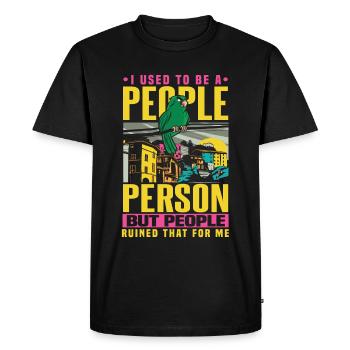 I Used To Be A People Person Bird Saying - Men's Premium Organic T-Shirt - black - Front - Nico (187cm)