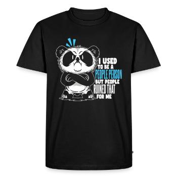 I Used To Be A People Person Humor Panda - Men's Premium Organic T-Shirt - black - Front - Nico (187cm)
