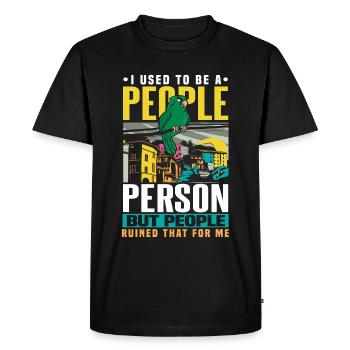 I Used To Be A People Person Bird Parrot Introvert - Men's Premium Organic T-Shirt - black - Front - Nico (187cm)