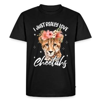 Femmes guépard léopard - T-shirt Premium bio Homme - noir - Devant - Nico (187cm)