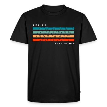LA VIE EST UN JEU - JOUEZ POUR GAGNER - T-shirt Premium bio Homme - noir - Devant - Nico (187cm)