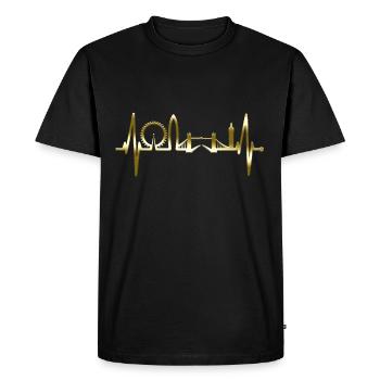 London Skyline Heartbeat England Plaqué Or - T-shirt Premium bio Homme - noir - Devant - Nico (187cm)