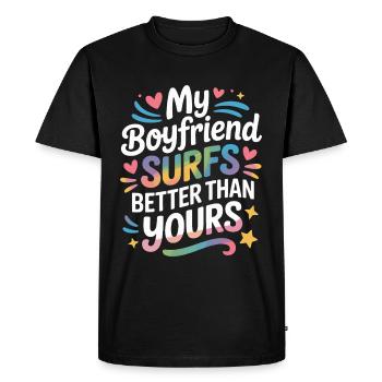 Surfez mon petit ami surfe mieux que le vôtre surfeur - T-shirt Premium bio Homme - noir - Devant - Nico (187cm)