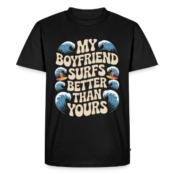 Surfez mon petit ami surfe mieux que le vôtre surfeur - T-shirt Premium bio Homme - noir - Devant - Nico (187cm)