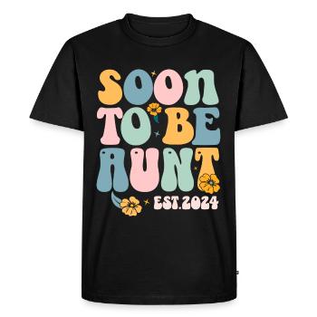 Bientôt Tante Est 2024 - Nouvelle Tante Grossesse - T-shirt Premium bio Homme - noir - Devant - Nico (187cm)