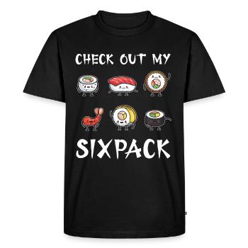 FUN SUSHI CHECK OUT MY SIXPACK KAWAII JAPAN - Men's Premium Organic T-Shirt - black - Front - Nico (187cm)