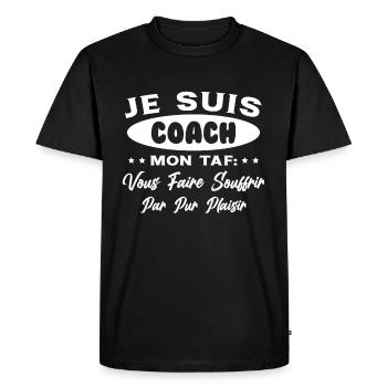 Je suis Coach Humour Cadeau Sportif - T-shirt Premium bio Homme - noir - Devant - Nico (187cm)