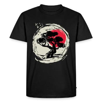 Bonsai Art Japanese Sunset - Men's Premium Organic T-Shirt - black - Front - Nico (187cm)