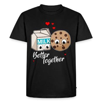 Mieux ensemble - Couple d’amour de lait et de biscuits - T-shirt Premium bio Homme - noir - Devant - Nico (187cm)