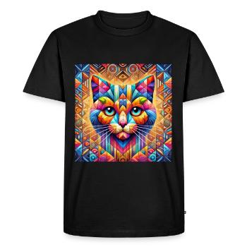 Cat Cat Mosaic Colorful Geometric Artwork - Men's Premium Organic T-Shirt - black - Front - Nico (187cm)