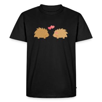 Cute Hedgehogs In Love - Men's Premium Organic T-Shirt - black - Front - Nico (187cm)
