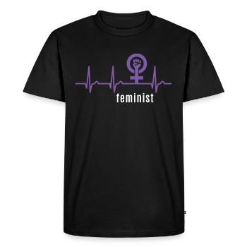 Courbe du cœur féministe - Pulse Women’s Power Feminism - T-shirt Premium bio Homme - noir - Devant - Nico (187cm)