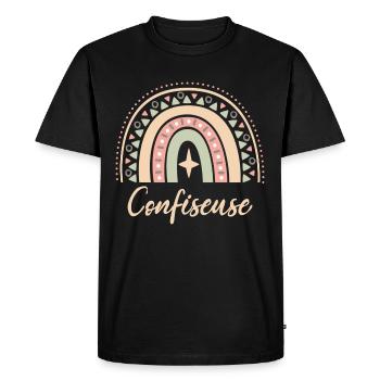 Cadeau Confiseuse. Boho Rainbow confiseuse. - T-shirt Premium bio Homme - noir - Devant - Nico (187cm)