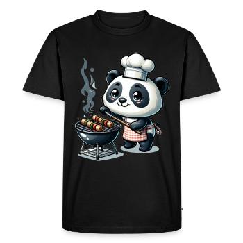 Cute BBQ Panda - Men's Premium Organic T-Shirt - black - Front - Nico (187cm)