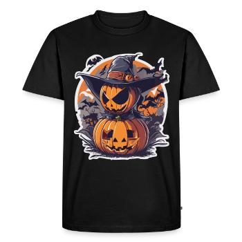 Citrouille d’Halloween - T-shirt Premium bio Homme - noir - Devant - Nico (187cm)