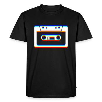 L’art du glitch | Illusion d’optique Vaporwave EDM Rave - T-shirt Premium bio Homme - noir - Devant - Nico (187cm)