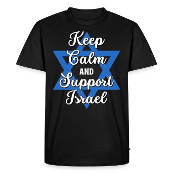 Restez calme et soutenez Israël - T-shirt Premium bio Homme - noir - Devant - Nico (187cm)