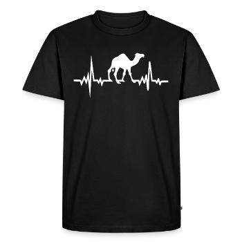 Battement de Coeur Chameau Dromadaire Camel - T-shirt Premium bio Homme - noir - Devant - Nico (187cm)