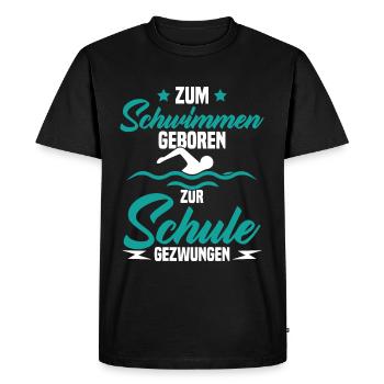 Né pour nager Forcé d'aller à l'école - T-shirt Premium bio Homme - noir - Devant - Nico (187cm)