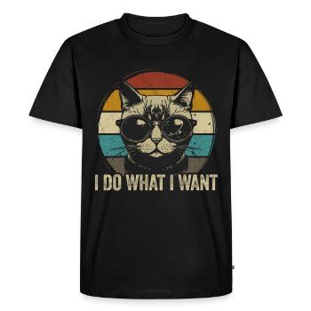 Je fais ce que je veux, avec chat - T-shirt Premium bio Homme - noir - Devant - Nico (187cm)