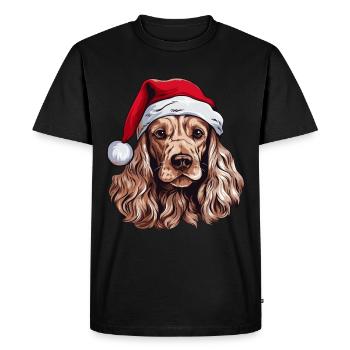 Cocker Spaniel Dog Christmas Head - Men's Premium Organic T-Shirt - black - Front - Nico (187cm)