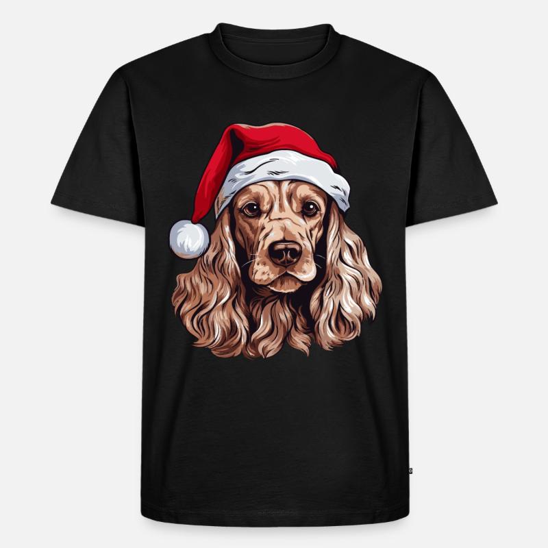 Cocker Spaniel Hund Weihnachten Kopf - Männer Premium Bio T-Shirt - Schwarz