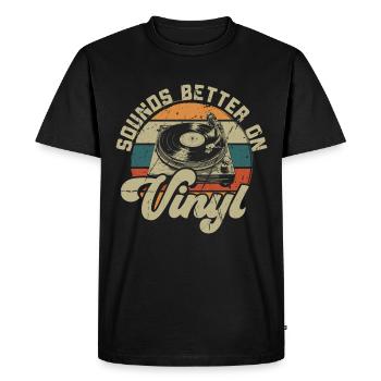 vinyle vinyle musique platine rétro - T-shirt Premium bio Homme - noir - Devant - Nico (187cm)
