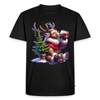 Reindeer mulled wine Christmas - Men's Premium Organic T-Shirt - black - Front - Nico (187cm)