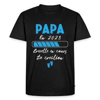Homme Papa en 2023 Garçon - T-shirt Premium bio Homme - noir - Devant - Nico (187cm)