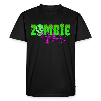 Zombie lettering with skull - Men's Premium Organic T-Shirt - black - Front - Nico (187cm)