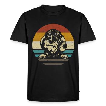 Dachshund Rauhaar Dachshund retro - Men's Premium Organic T-Shirt - black - Front - Nico (187cm)