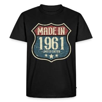 1961 Vintage anniversaire rétro Vintage cadeau - T-shirt Premium bio Homme - noir - Devant - Nico (187cm)