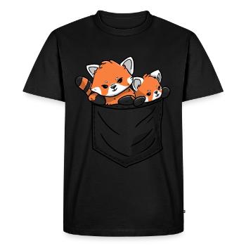 Panda Rouge Amateur d’animaux Petit Panda Ours Rouge - T-shirt Premium bio Homme - noir - Devant - Nico (187cm)