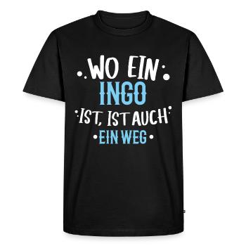 Wo ein Ingo ist, ist ein Weg / Name, Geburtstag - Männer Premium Bio T-Shirt - Schwarz - Vorne - Nico (187cm)