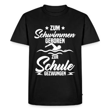 Né pour nager Forcé d'aller à l'école - T-shirt Premium bio Homme - noir - Devant - Nico (187cm)