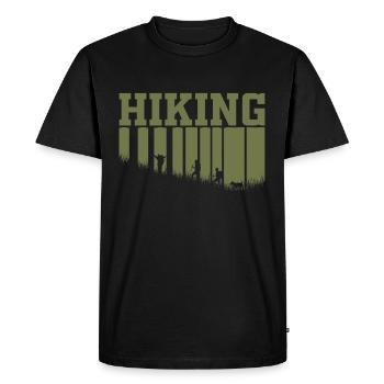 Hiking, Camping, and Outdoor Exploration - Men's Premium Organic T-Shirt - black - Front - Nico (187cm)