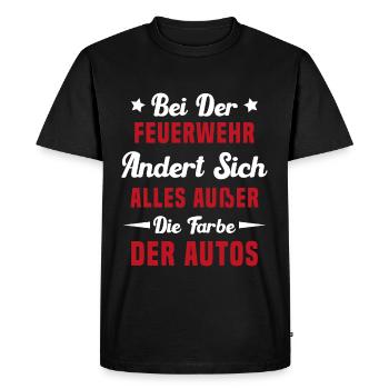 Voitures Rouges Pompiers Par Passion - T-shirt Premium bio Homme - noir - Devant - Nico (187cm)