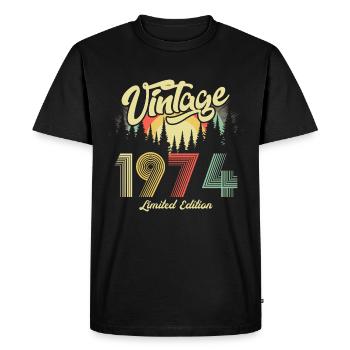 1974 Anniversaire né en 1974 Retro Vintage - T-shirt Premium bio Homme - noir - Devant - Nico (187cm)