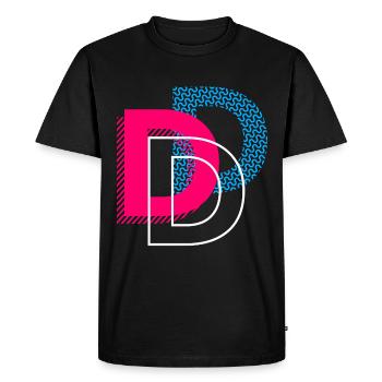 Lettre initiale D - T-shirt Premium bio Homme - noir - Devant - Nico (187cm)