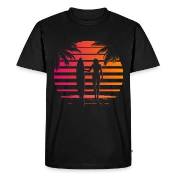 Surfer Surfer Surfer Girl retro - Men's Premium Organic T-Shirt - black - Front - Nico (187cm)