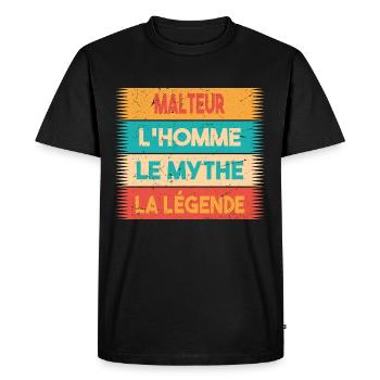Malteur, L'homme, Le mythe, cadeau malteur. - T-shirt Premium bio Homme - noir - Devant - Nico (187cm)