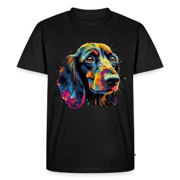 Dachshund Dog Teckel Watercolor Art Dog Head - Men's Premium Organic T-Shirt - black - Front - Nico (187cm)