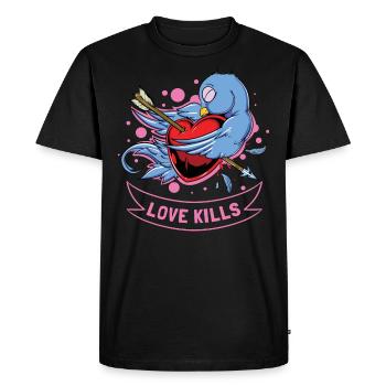 Loves kills. love. Pierced heart with arrow - Men's Premium Organic T-Shirt - black - Front - Nico (187cm)