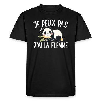 Je Peux Pas J'ai La Flemme - T-shirt Premium bio Homme - noir - Devant - Nico (187cm)
