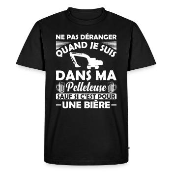 Pelleteuse Et Bière - T-shirt Premium bio Homme - noir - Devant - Nico (187cm)