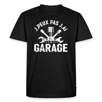 Je Peux Pas J'ai Garage - T-shirt Premium bio Homme - noir - Devant - Nico (187cm)
